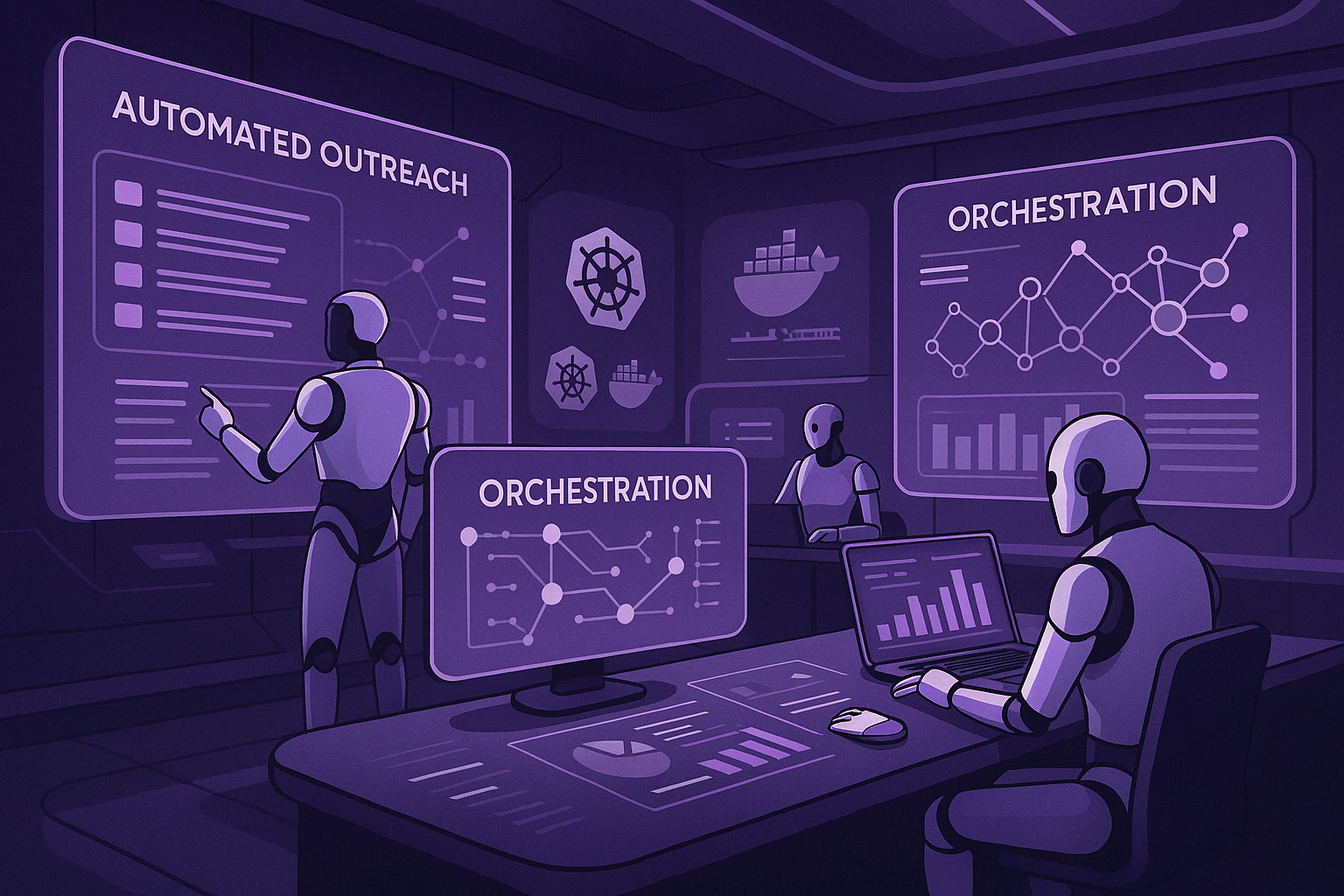 Illustration of AI agents collaborating